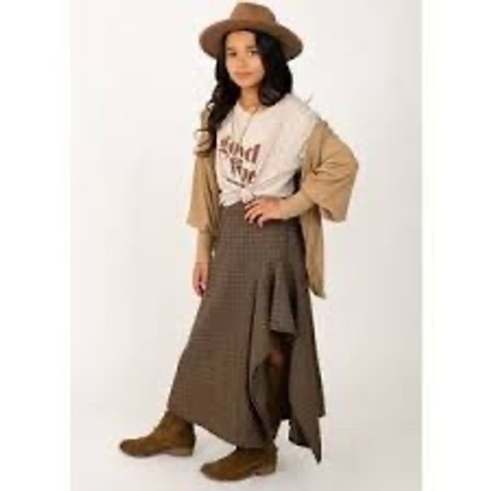 Mia Joy Joyfolie Brown Hi-Lo Skirt Girls Size 7